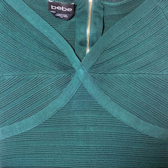 Bebe Green Off the Shoulder Bondage Dress-S/P - Picture 7 of 8